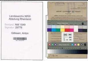 Entnazifizierung Anton Gillissen , geb. 31.01.1895 (Bahnsekretaer)
