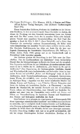 Dollinger, Philippe :: Die Hanse, (Kröners Taschenausgabe, 371) : Stuttgart, Kröner, 1966