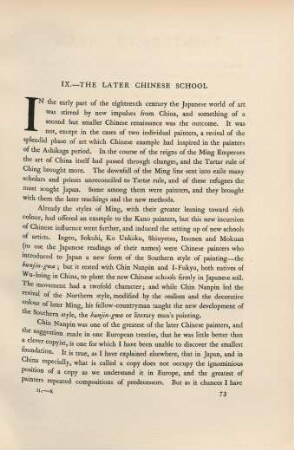 IX. - The later Chinese school