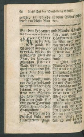 Von dem Lehramte und Wandel Christi.