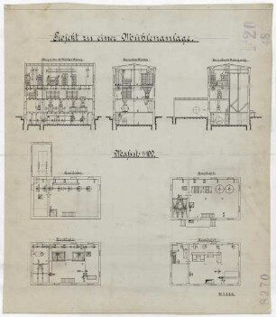 Technische Zeichnung : Projekt einer Mühlenanlage