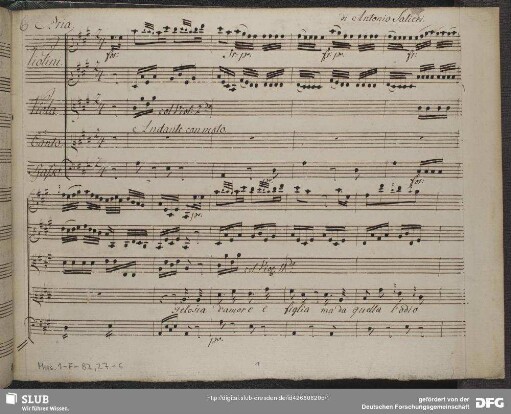 La scuola de' gelosi. Excerpts - Mus.1-F-82,27-6 : S, strings, b