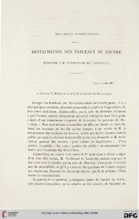 7: Nouvelles observations sur la restauration des tableaux du Louvre : Réponse a M. Ferdinand de Lasteyrie
