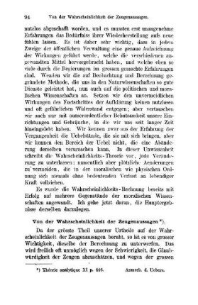 Ueber die Wahrscheinlichkeit von Zeugenaussagen.