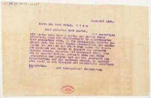 Brief an Karl Weigl : 01.08.1924