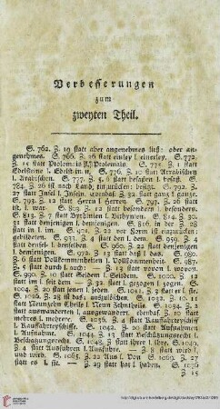 Verbesserungen zum zweyten Theil