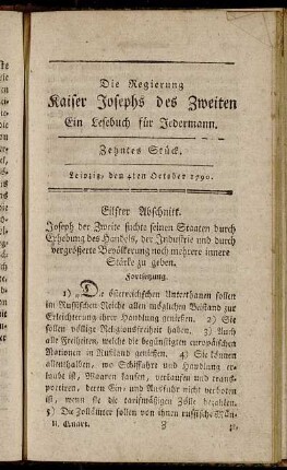 Zehntes Stück. Leipzig, den 4ten October 1790. - Dreizehntes Stück. Leipzig, den 25sten October 1790.