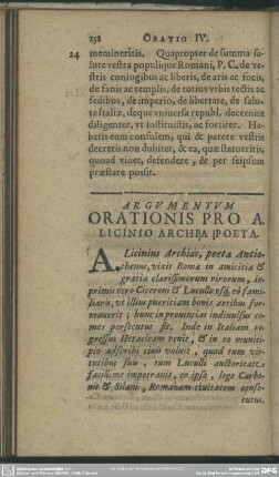 Argumentum Orationis Pro A. Licino Archia Poeta