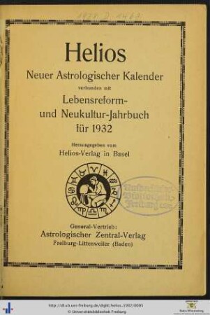 1. Jahrgang: Helios: Neuer Astrologischer Kalender
