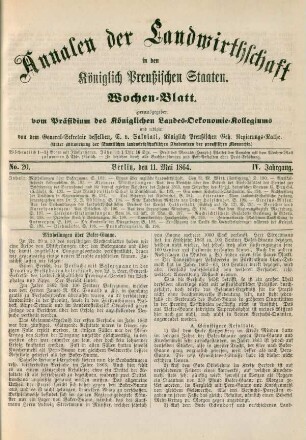 No. 20. Berlin, den 11. Mai 1864. IV. Jahrgang.