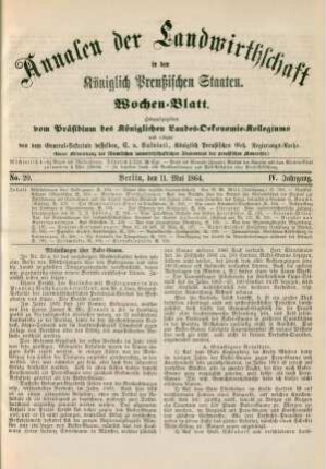 No. 20. Berlin, den 11. Mai 1864. IV. Jahrgang.