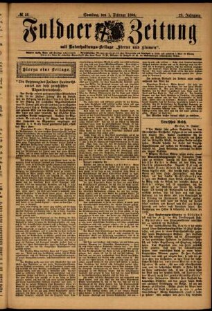 Erste Ausgabe vom Samstag, den 01. Februar 1896.