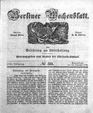 No. 50, Sonnabend, den 15. December 1838.