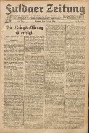 Ausgabe vom Mittwoch, den 29. Juli 1914.