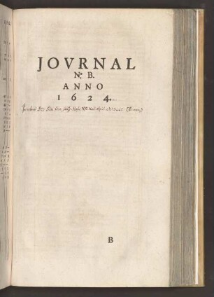 Jovrnal No. B. Anno 1624.