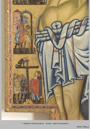 Kruzifix mit Passionsszenen : Zentrales Bildfeld: Passion Christi