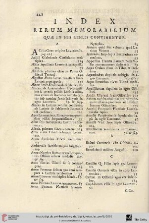 Index rerum memorabilium