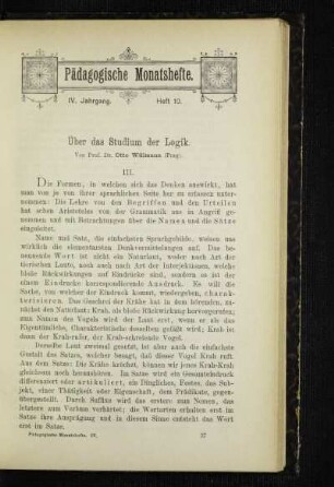 Über das Studium der Logik