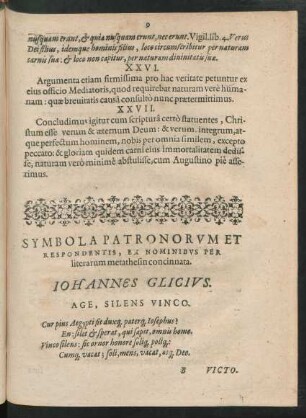 Symbola Patronorum Et Respondentis, Ex Nominibus Per literarum metathesin concinnata.