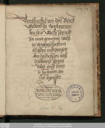 Berckbuchel : von den Berckstedten In Furstentumben tzu Sachssenn ...