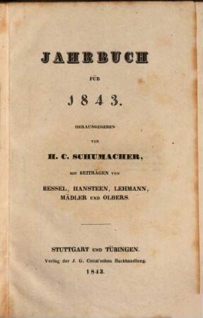 Jahrbuch : für .... 1843