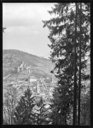Blick über Spitzen Turm zur Burg