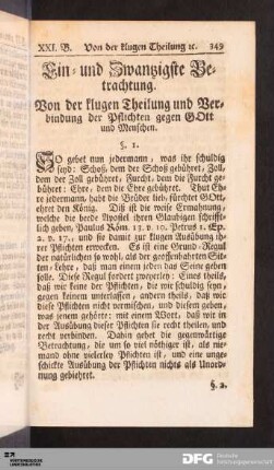 Ein- und Zwanzigste Betrachtung.