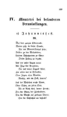 IV. Maurerei bei besonderen Veranlassungen