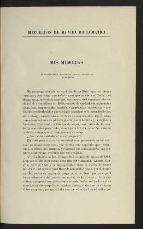 Mis memorias : El XII. congreso internacional de orientalistas (Roma 1899)