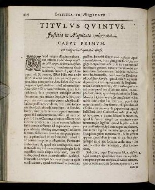 Titulus Quintus. Justitia in Æquitate vulnerata.
