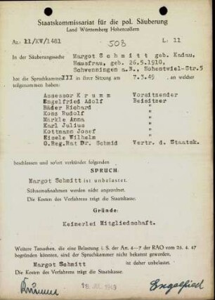 Schmitt, Margot, geb. Kadau