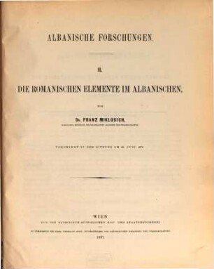 Albanische Forschungen. 2, Die slavischen Elemente im Romanischen
