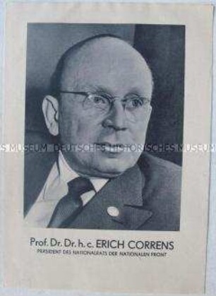 Propagandaschrift der Nationalen Front mit einem Aufruf des Präsidenten des Nationalrates der Nationalen Front Erich Correns zur Volkskamerwahl 1961