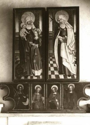 Flügelaltar : Flügelaltar. Holz, geschnitzt, gefaßt, bemalt (1503; Werkstatt Peter und Jakob Naumann). Auerswalde (Kreis Chemnitz), Dorfkirche