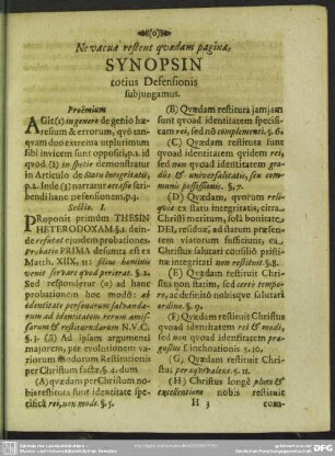 Ne vacuae restent quaedam paginae Synopsin totius Defensionis subjungamus