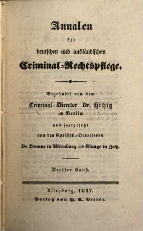Annalen der deutschen und ausländischen Criminal-Rechtspflege. 3. 1837
