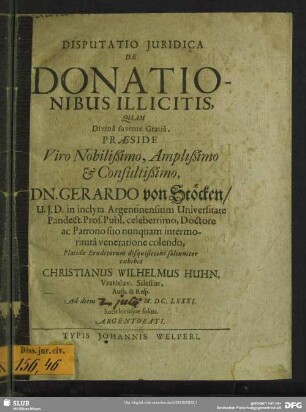 Disputatio juridica: De donationibus illicitis