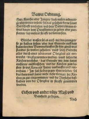 Eichen und ander nütze Mast und Bawholtz zu hegen.