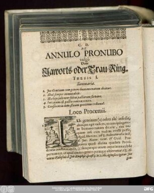 De Annulo Pronubo vulgò Vom Jaworts- Oder Trau-Ring.