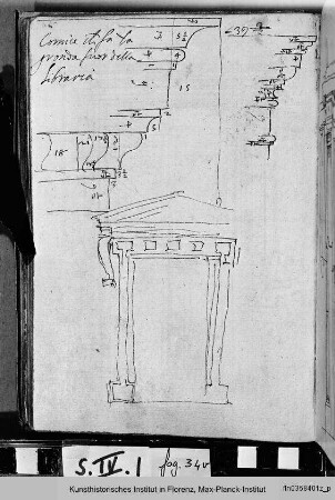 Biblioteca Laurenziana in Florenz : Fenster und Gesimsstudie des Vestibüls