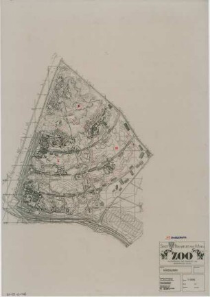 Hansjakob, Gottfried; Frankfurt am Main; Frankfurter Zoo - Höhenlinien mit Bauabschnitten (Lageplan)