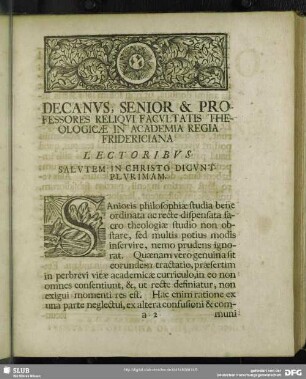 Praefatio Facult. Theologiae