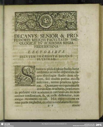 Praefatio Facult. Theologiae