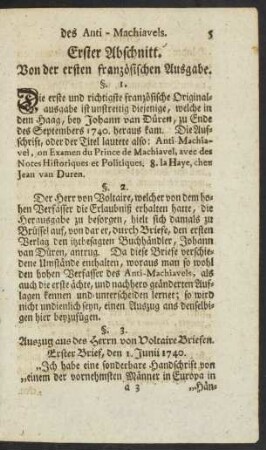 Erster Abschnitt. Von der ersten französischen Ausgabe.