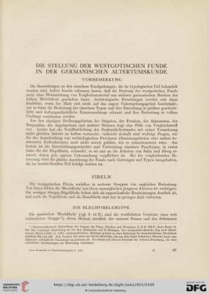 Die Stellung der westgotischen Funde in der germanischen Altertumskunde