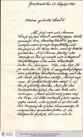 Brief vom 25.08.1898
