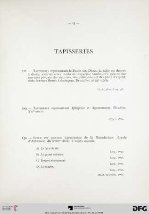 Tapisseries (Nr. 128-130)