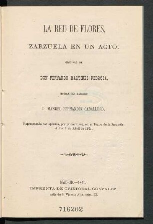 La red de flores: zarzuela en un acto