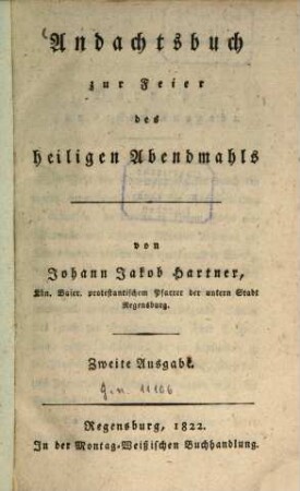 Andachtsbuch zur Feier des heiligen Abendmahls