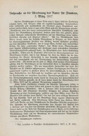 Ansprache an die Abordnung des Rates für Flandern, 3. März 1917